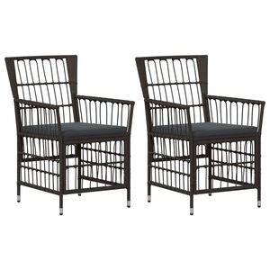 vidaXL Gartenst&uuml;hle 2 stk. Schwarz PE Rattan, Stahl und Polyesterstoff