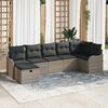 vidaXL Sofa Set mit Kissen mit Speicher 7 pcs Grau Poly-Rattan