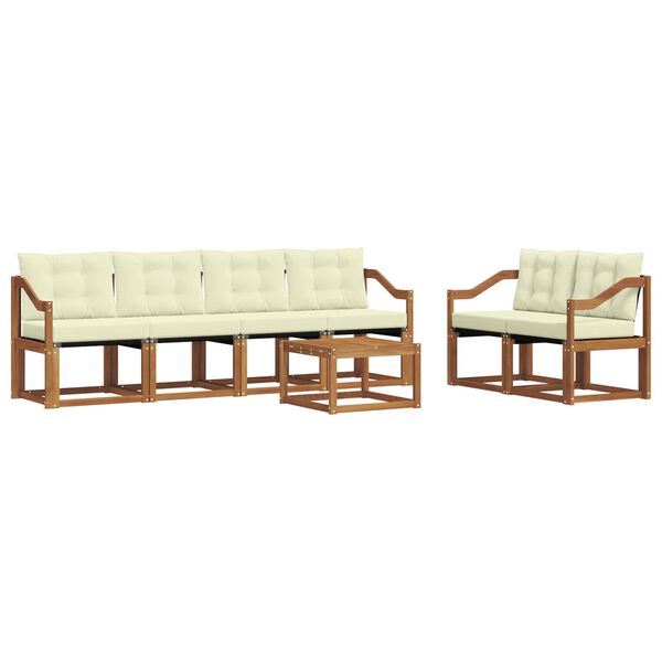 vidaXL Outdoor-Sofagarnitur mit Kissen 7 pcs Natur und Creme
