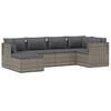 vidaXL 6-tlg. Garten-Lounge-Set mit Kissen Grau Poly Rattan