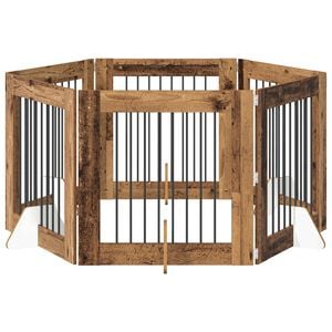 vidaXL Hundetor mit St&auml;ndern 6 pcs Altholz 80 x 80 cm Holzwerkstoff