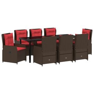 vidaXL Garten Essgruppe 9 stk. Braun Poly Rattan