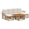 vidaXL Gartensofa-set 7 stk. Nat&uuml;rlich und Cremwei&szlig; Poly-Rattan