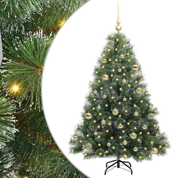 vidaXL K&uuml;nstlicher Weihnachtsbaum mit 150 LEDs Gr&uuml;n 150 cm PE und PVC