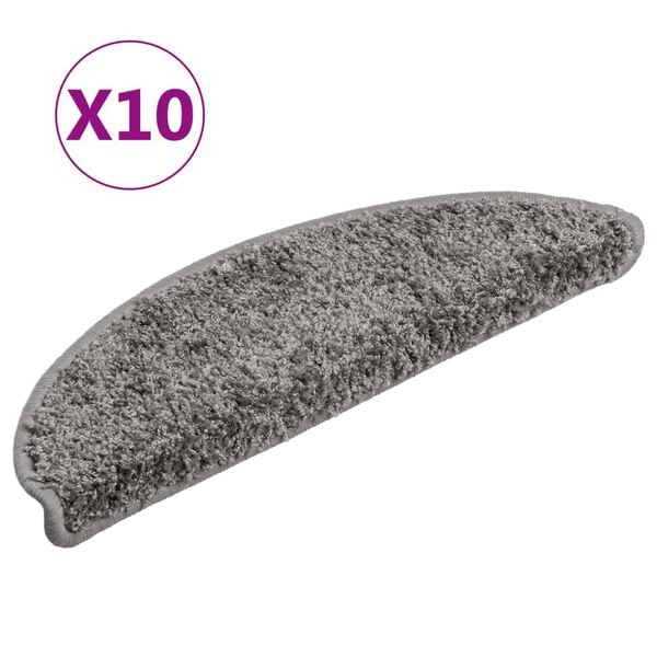 vidaXL Stufenmatten 10 Stk. 56x17x3 cm Grau Halbrund