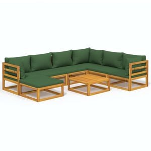 vidaXL 8-tlg. Garten-Lounge-Set mit Gr&uuml;nen Kissen Massivholz
