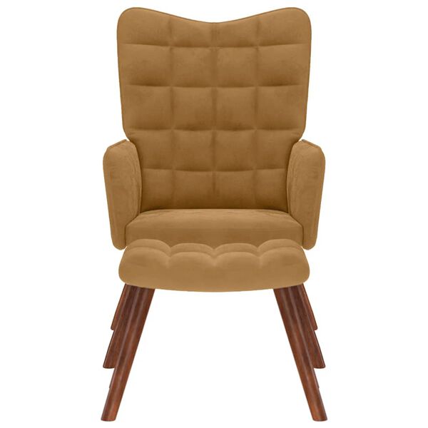 vidaXL Relaxsessel mit Hocker Braun Samt