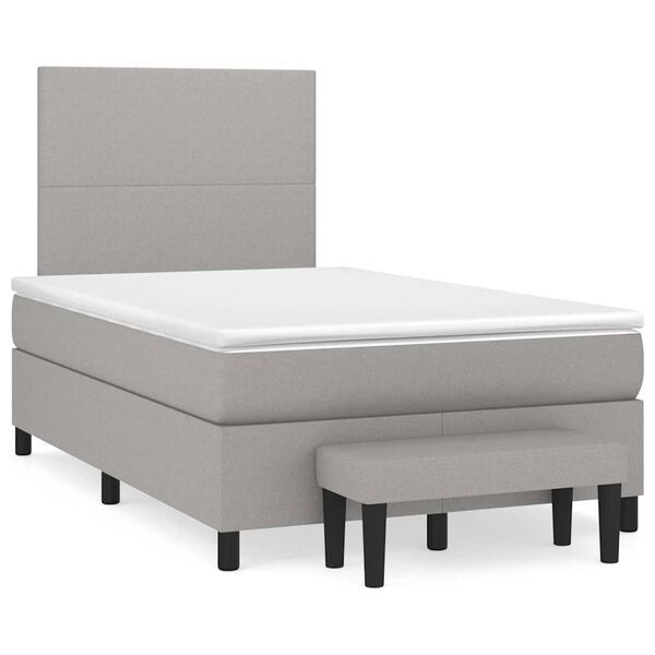 vidaXL Boxspringbett mit Matratze Hellgrau 120x190 cm Stoff