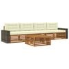 vidaXL Outdoor-Sofagarnitur 5 stk. Natur und Creme Massivholz Akazie