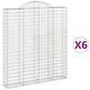 vidaXL Gabionen mit Hochbogen 6 Stk. 200x30x220/240cm Verzinktes Eisen