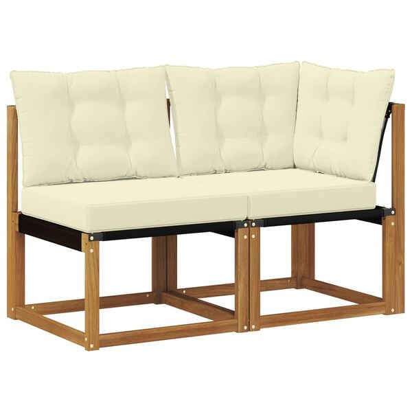 vidaXL Outdoor Mittel- und Ecksofa mit Kissen 2 St&uuml;ck Natur