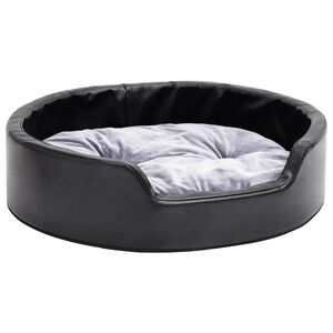 vidaXL Hundebett Schwarz-Grau 69x59x19 cm Pl&uuml;sch und Kunstleder