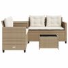 vidaXL Gartensofa in L-Form mit Tisch und Kissen Beige Poly Rattan