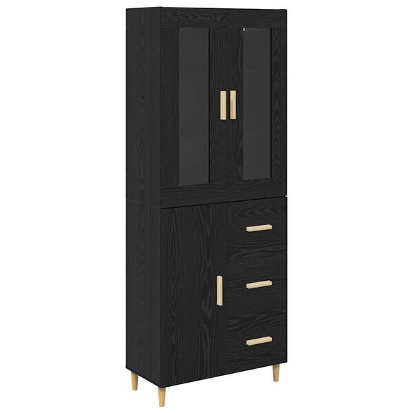 vidaXL Highboard Schwarz Eichen-Optik 69,5 x 34 x 180 cm Holzwerkstoff