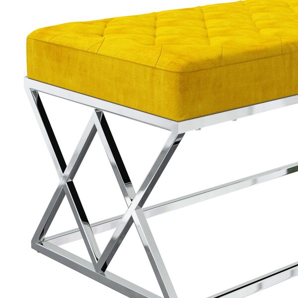 vidaXL Sitzbank Senfgelb Samt und Edelstahl