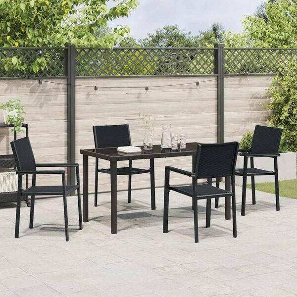 vidaXL Garten Essgruppe 5 pcs Schwarz Pulverbeschichteter Stahl