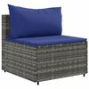 vidaXL 11-tlg. Garten-Sofagarnitur mit Kissen Grau Poly Rattan
