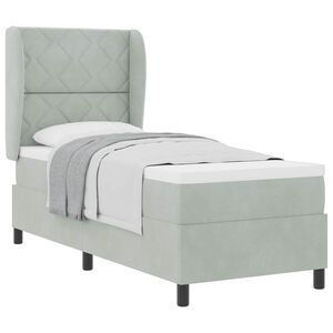 vidaXL Boxspringbett mit Kopfteil Hellgrau 200 x 80 cm Samt