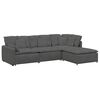 vidaXL Modulares Sofa mit Fu&szlig;hocker Kissen Cordstoff Dunkelgrau