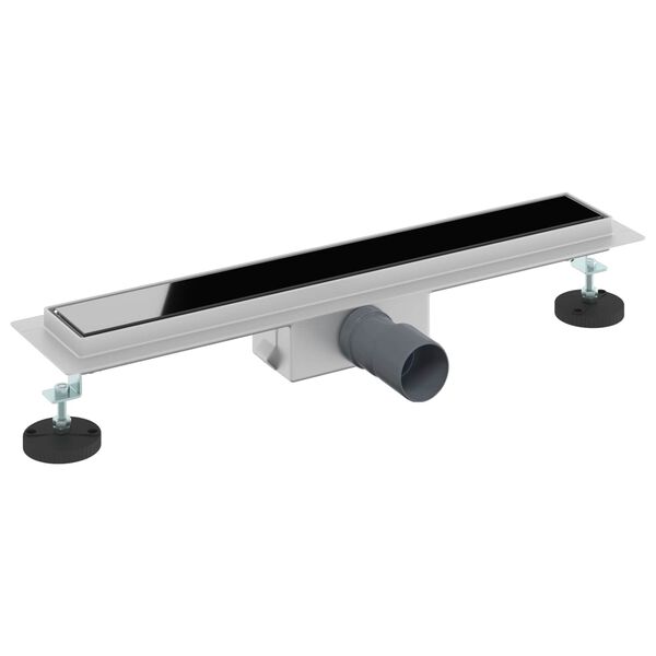 vidaXL Duschabfluss mit Glasabdeckung Schwarz 60 cm Edelstahl 304