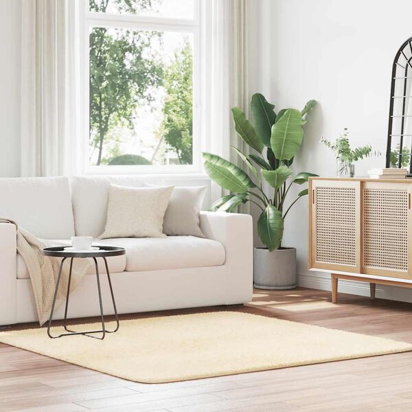 vidaXL Teppich Shaggy Hochflor NAVARRA Creme 160x160 cm Polyester