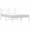 vidaXL Bettgestell mit Kopfteil Metall Wei&szlig; 135x190 cm