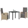 vidaXL Garten Essgruppe mit Kissen 3 pcs Beige Poly-Rattan