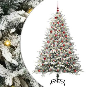 vidaXL K&uuml;nstlicher vorbeleuchteter Weihnachtsbaum mit Kugelset Gr&uuml;n