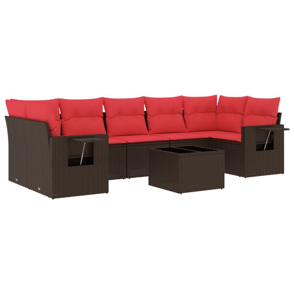 vidaXL 8-teiliges Gartensofa-Set mit Kissen, braun, Polyrattan