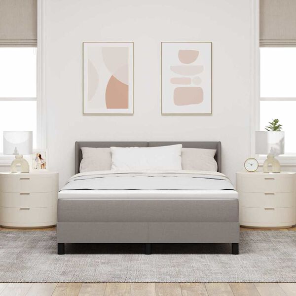 vidaXL Boxspringbett mit Matratze Taupe 200 x 140 cm Polyester