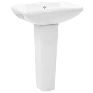 vidaXL Freistehendes Waschbecken mit S&auml;ule Keramik Wei&szlig; 580x470x200 mm