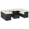 vidaXL 10-tlg. Garten-Sofagarnitur mit Kissen Schwarz Poly Rattan