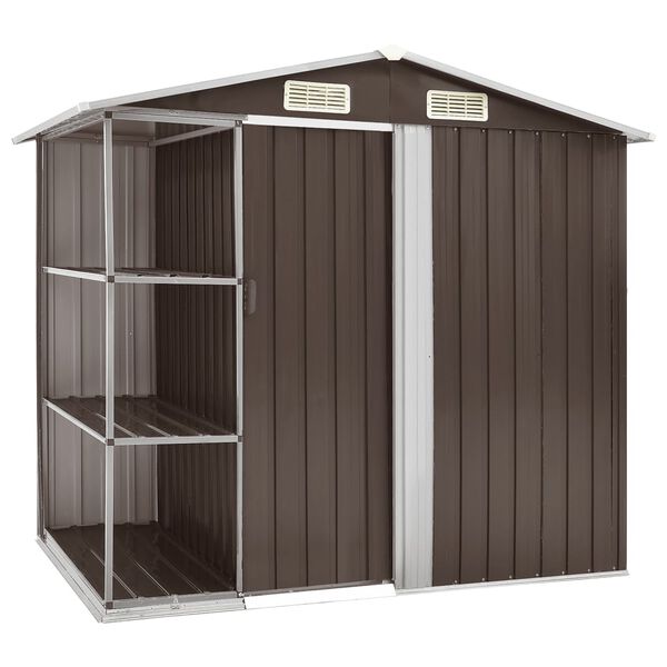 vidaXL Gartenhaus mit Regal Braun 205x130x183 cm Eisen