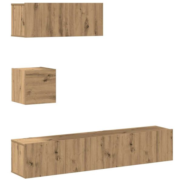 vidaXL 4-tlg. TV-Schrank-Set Wandmontage Artisan-Eiche Holzwerkstoff