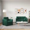 vidaXL Sofa 2 pcs Dunkelgr&uuml;n