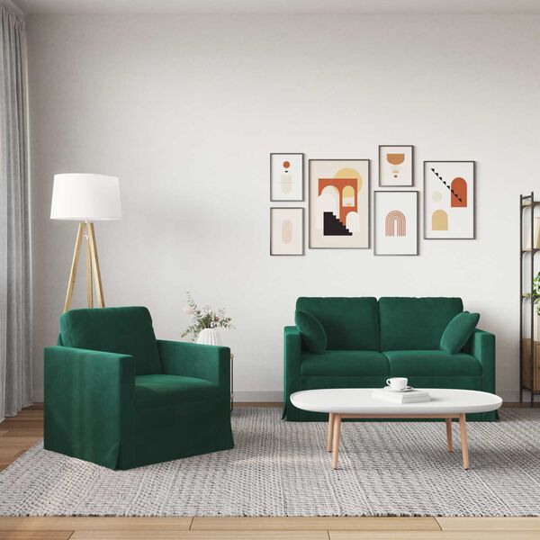 vidaXL Sofa 2 pcs Dunkelgr&uuml;n