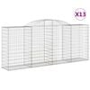 vidaXL Gabionen mit Hochbogen 13 Stk 300x50x120/140cm Verzinktes Eisen