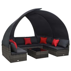 vidaXL 9-tlg. Garten-Lounge-Set mit Sonnendach Poly Rattan Anthrazit