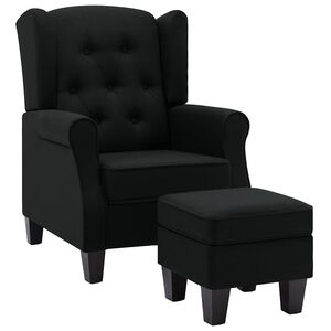 vidaXL Sessel mit Fu&szlig;hocker Schwarz Stoff