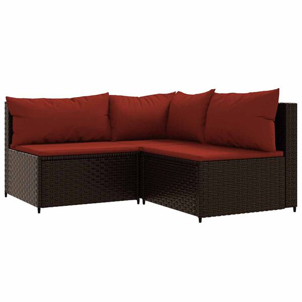 vidaXL 4-tlg. Garten-Lounge-Set mit Kissen Braun Poly Rattan