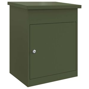 vidaXL Paketdrop-Box mit Speicher Olivgr&uuml;n 47,5 x 38 x 59 cm Stahl