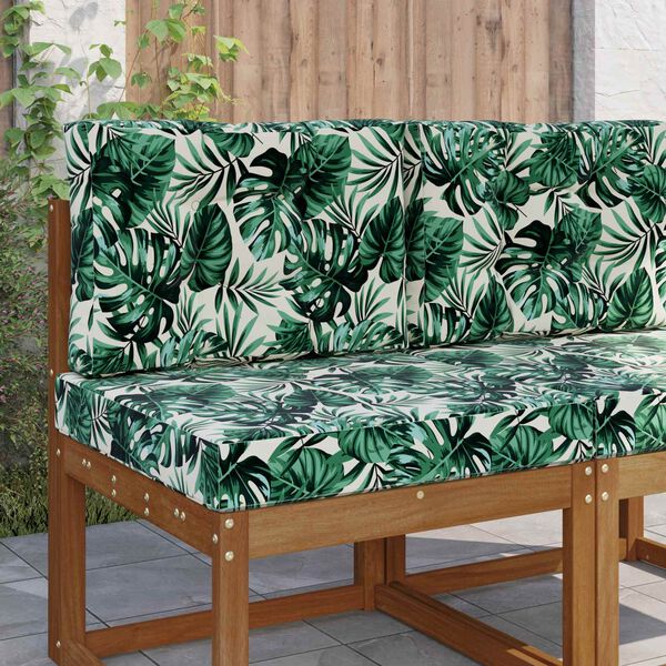 vidaXL Sofakissen f&uuml;r drau&szlig;en 2 pcs Blattmuster Polyester