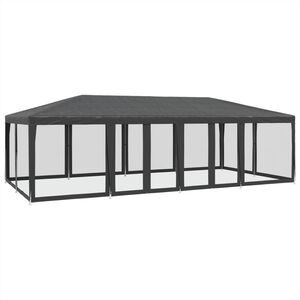vidaXL Partyzelt mit 12 Mesh-Seitenteilen Anthrazit 8x4 m HDPE