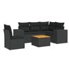 vidaXL 6-tlg. Garten-Sofagarnitur mit Kissen Schwarz Poly Rattan