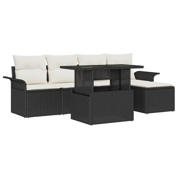 vidaXL Sofa Set mit Kissen 8 pcs Schwarz Poly-Rattan