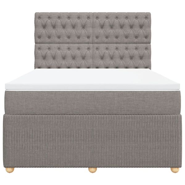 vidaXL Boxspringbett mit Matratze Taupe 140x190 cm Stoff