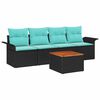 vidaXL Gartensofa-set 5 stk. 4-Sitzanzahl Schwarz und T&uuml;rkis