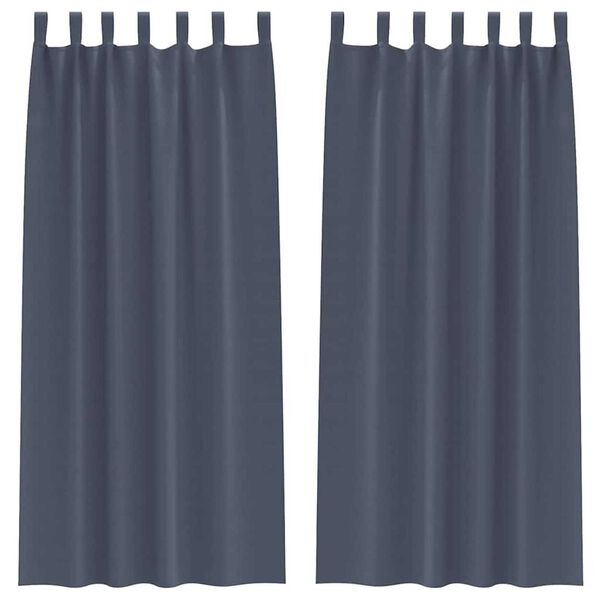 vidaXL Verdunkelungs-Vorh&auml;nge mit Ringen 2 pcs Anthrazit 225 x 140 cm