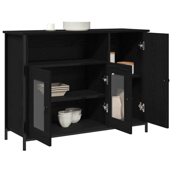 vidaXL Sideboard Schwarz Eichen-Optik 100 x 35 x 75 cm Holzwerkstoff
