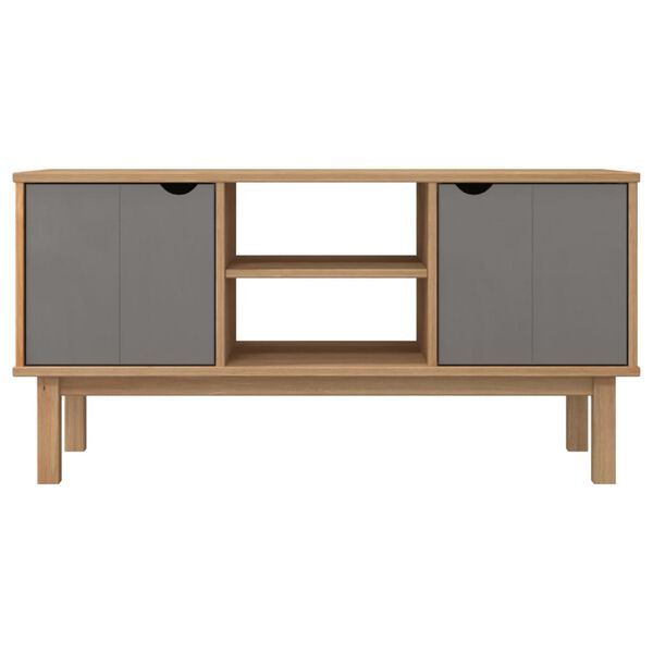 vidaXL TV-Schrank OTTA Braun&Grau 113,5x43x57 cm Massivholz Kiefer